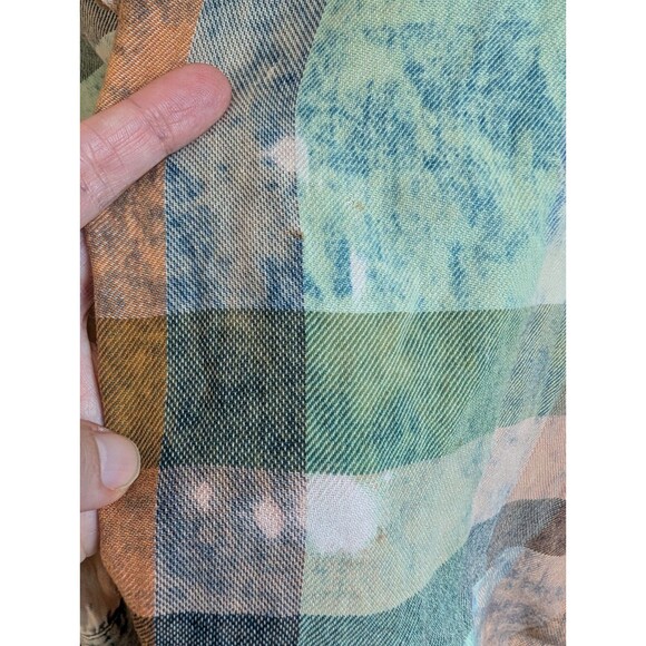 Anthropologie Isabella Sinclair Buffalo Plaid Check Ruffle Chambray Henley Shirt - Picture 4 of 9